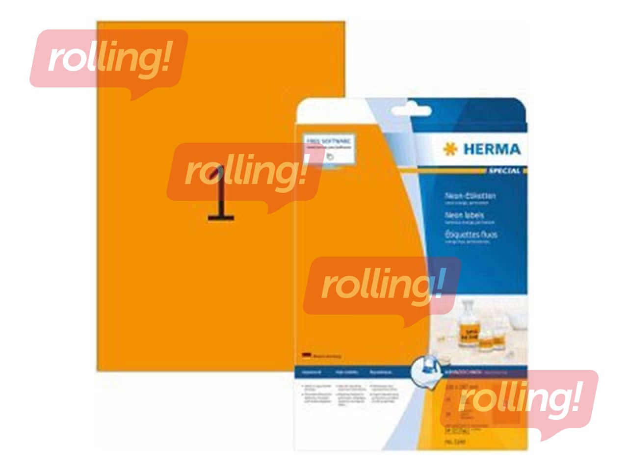 Uzlīmes Herma Special, A4, 210x297 mm, 20 loksnes, neonoranžas