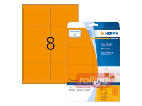 Uzlīmes Herma Special, A4, 99.1x67.7 mm, 20 loksnes, neonoranžas