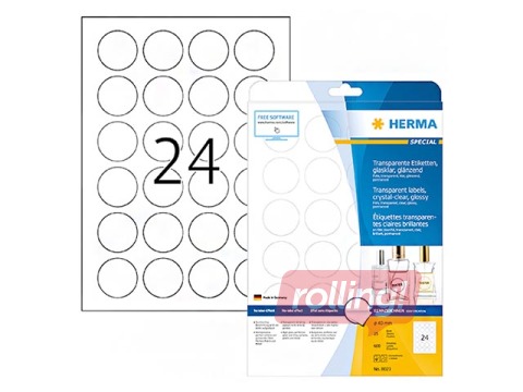 Uzlīmes Herma, A4, Ø 40 mm, 25 loksnes, caurspīdīgas 