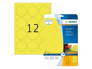 Uzlīmes Herma, A4, Ø 60 mm, 20 loksnes, noturīgas, neondzeltenas