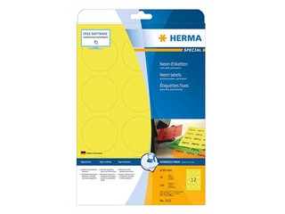 Uzlīmes Herma, A4, Ø 60 mm, 20 loksnes, noturīgas, neondzeltenas