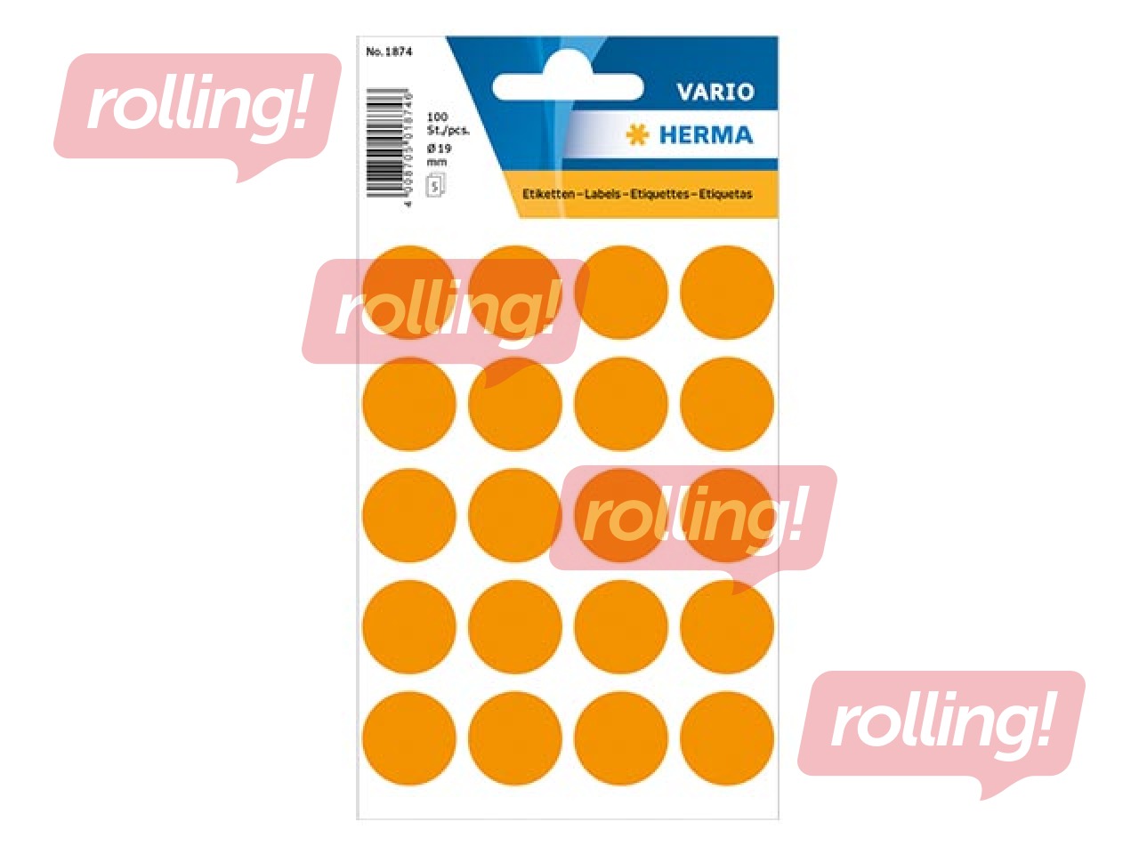 Uzlīmes - aplīši Herma, 19 mm, neona oranži 