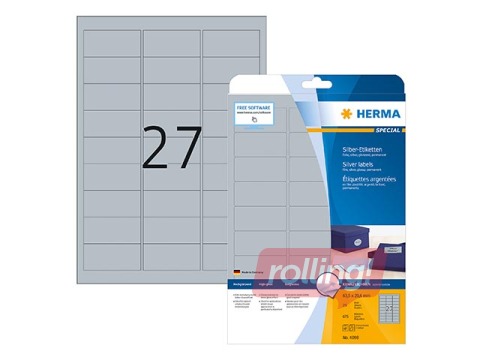 Uzlīmes Herma,  A4, 63.5 x 29.6 mm, 25 loksnes, sudraba folija