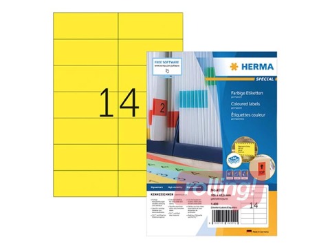 Uzlīmes Herma, A4, 105x42.3 mm, 100 loksnes, dzeltenas