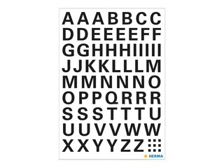 Uzlīmes Herma, burti, 10 mm,  A-Z, melni, ūdensnoturīgas