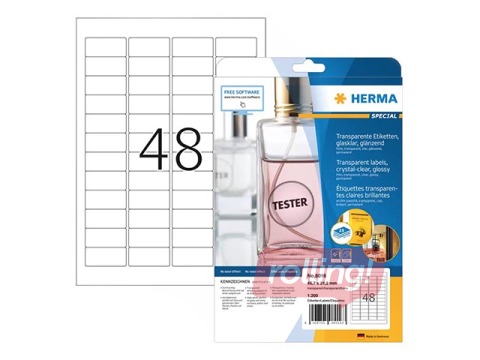 Uzlīmes Herma  A4, 45,7 x 21,2 mm, 25 loksnes, mitrumizturīgas, noturīgas, caurspīdīgas