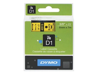 Marķēšanas lente Dymo D1, 9 mm x 7m, dzeltena, melni burti