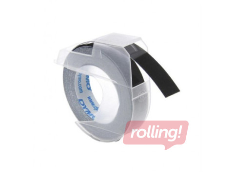 Marķēšanas lente Dymo 3D, 9 mm x 3 m, plastikāta, balti burti uz meln fona