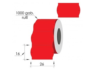 Marķēšanas uzlīmes, sarkanas, 26x16mm
