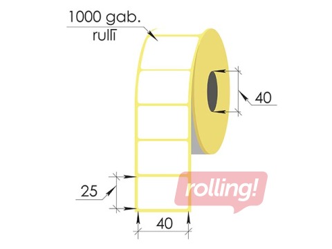 Termouzlīmes rullī, 40x25 mm, TermoTop, 1000 gab