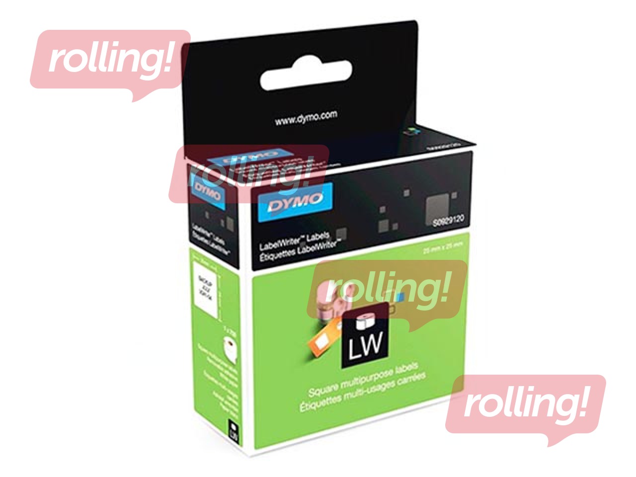 Uzlīmes DYMO Labelwriter, 25 x 25 mm, 750 uzl. rullītī, baltas