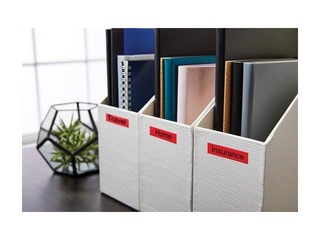 Marķēšanas lente Dymo, D1, 24mm x 7m, melns uz sarkana