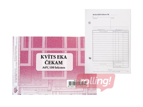 Kvīts EKA čekam, A6V, vienpusēja