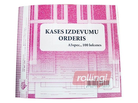 Kases izdevumu orderis, A5V, vienpusējs