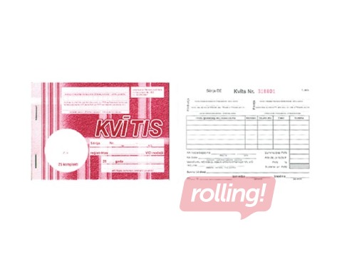 Darījumu apliecinošās kvītis, A6, paškopējošas, 3 eksemplāri, 25 komplekti