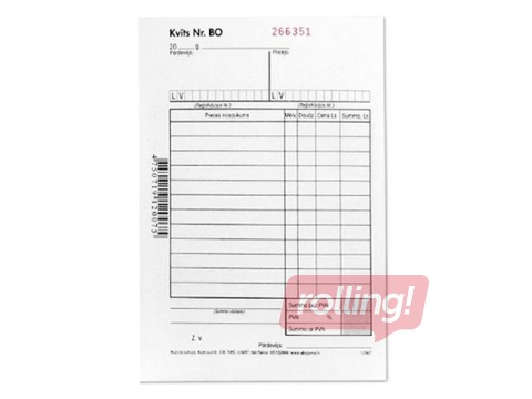 Kvīts ar numerāciju, A6, paškopējošas, 2 eksemplāri, 50 komplekti