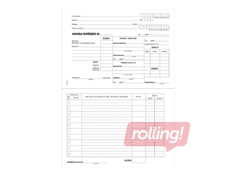 Avansa norēķins, A5, divpusējs