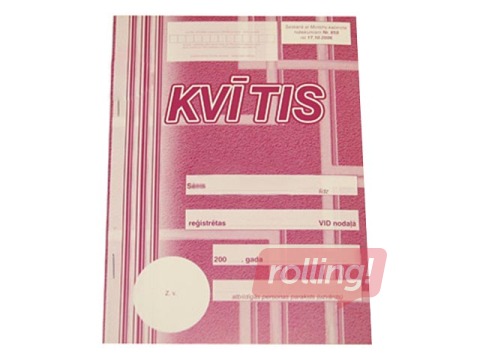 Darījumu apliecinošās kvītis A5, paškopējošas, 3 eksemplāri, 25 komplekti