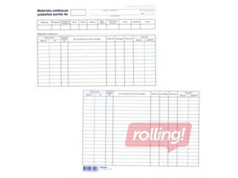 Materiālu noliktavas uzskaites kartīte, A5DK, 10 loksnes
