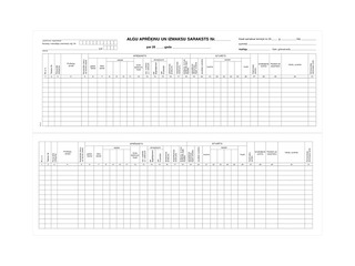 Algu aprēķinu un izmaksu saraksts, 1/2 no A3, divpusējs