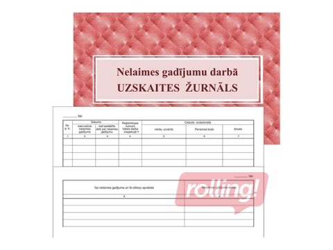 Nelaimes gadījumu darbā uzskaites žurnāls, A5, 16 lapas