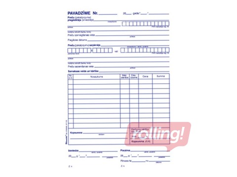 Pavadzīme, A5, paškopējoša, 33 komplekti