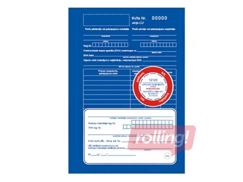 Darījumu apliecinošās kvītis, A5, paškopējošas, 3 eksemplāri, 25 komplekti