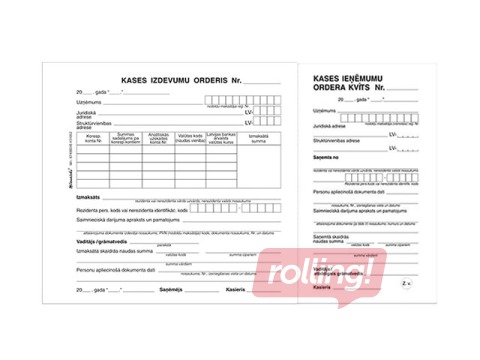 Kases ieņēmumu orderis ar noplēšamu kvīti, A5, 100 lapas