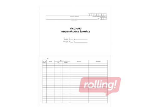 Rīkojumu reģistrācijas žurnāls, A5, 40 lapas
