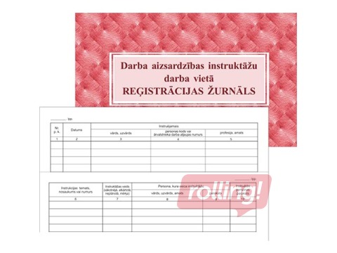 Darba aizsardzības instruktāžu darba vietā reģistrācijas žurnāls, A5, 40 lapas