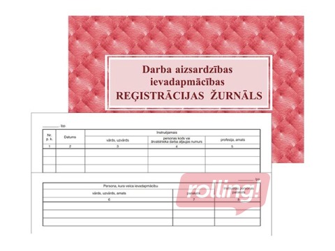 Darba aizsardzības ievadapmācības reģistrācijas žurnāls, A5, 16 lapas