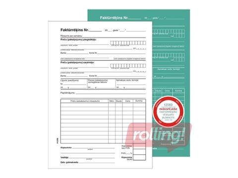 Faktūrrēķins, A5, pasškopējošs, 50 komplekti