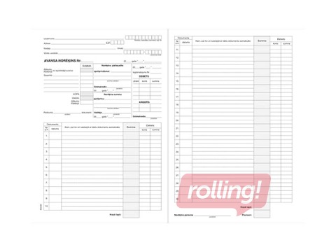 Avansa norēķins, A4, disvpusējs, 100 gab.