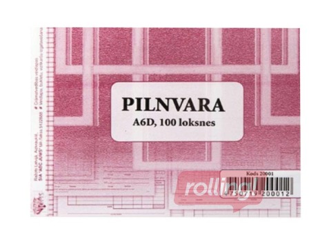 Pilnvara, A6D, 100 lapas