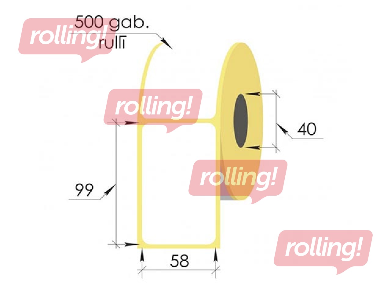Termouzlīmes rullī, 58x99 mm, TermoTop, 500 gab