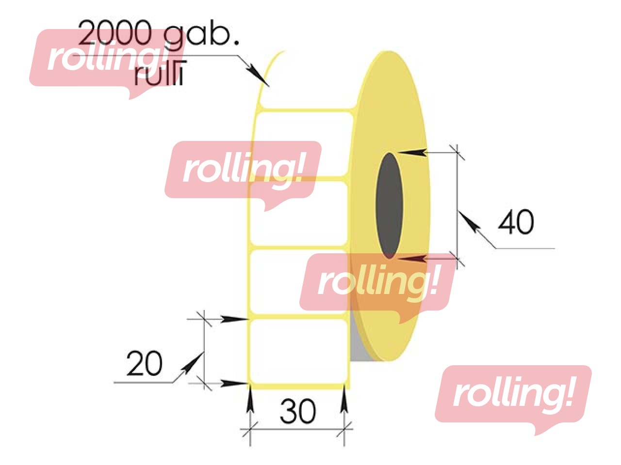 Termouzlīmes rullī, 30x20 mm, TermoTop, 2000 gab