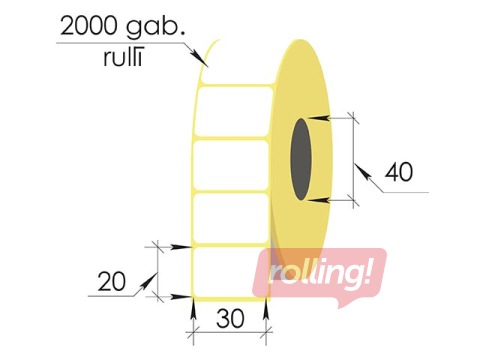 Termouzlīmes rullī, 30x20 mm, TermoTop, 2000 gab