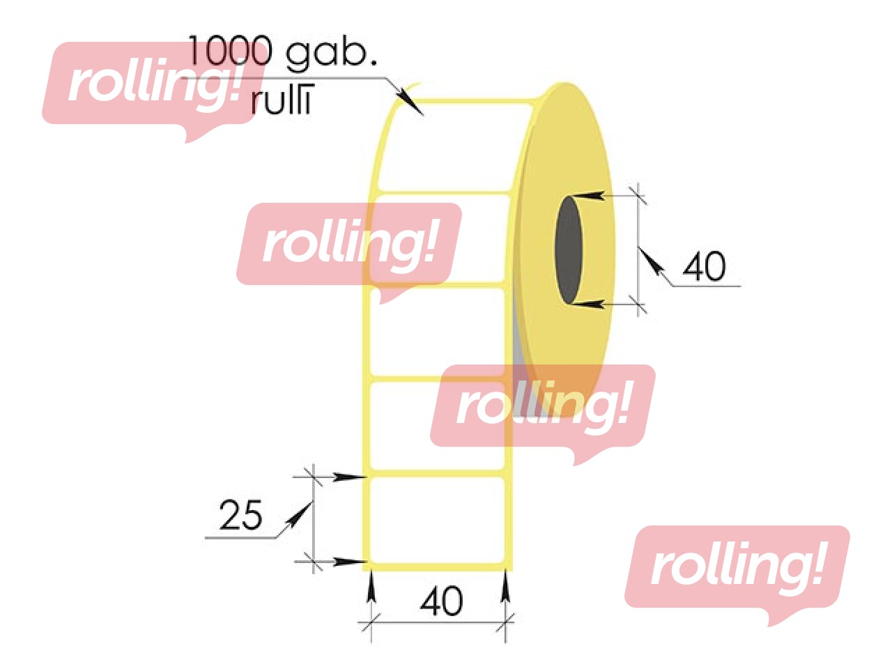 Termouzlīmes rullī, 40x25 mm, TermoEko, 1000 gab.