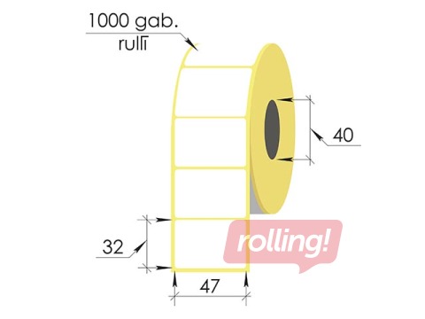 Termouzlīmes rullī, 47x32 mm, TermoTop, 1000 gab