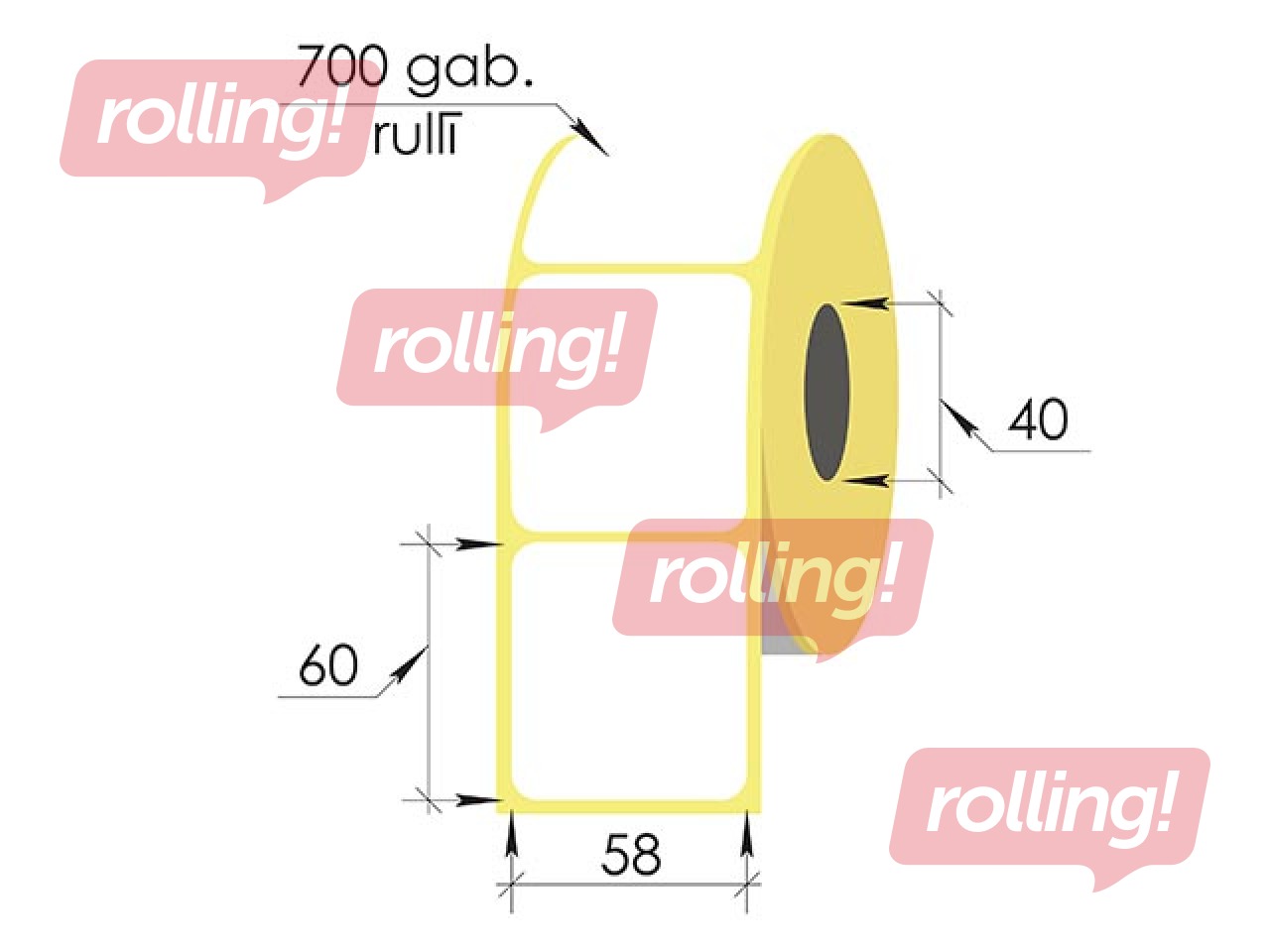 Termouzlīmes rullī, 58x60 mm, TermoTop, 700 gab