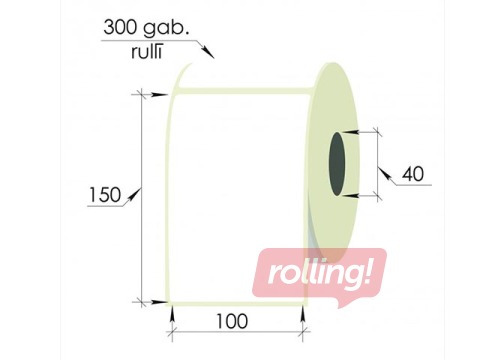 Uzlīmes rullī, 100x150 mm, PP, 300 gab., baltas