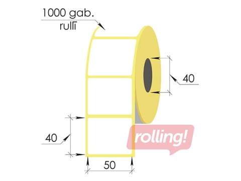 Termouzlīmes rullī, 50x40 mm, TermoEko, 1000 gab.