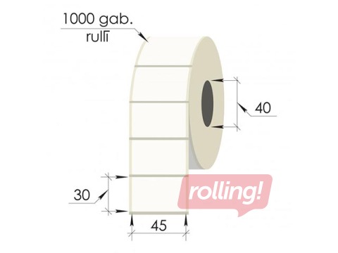 Uzlīmes rullī, 45x30 mm, PP, 1000 gab., caurspīdīgas
