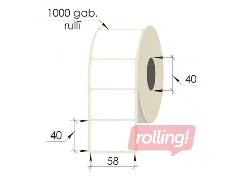 Uzlīmes rullī, 58x40 mm, PP, 1000 gab., caurspīdīgas