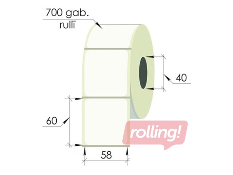 Uzlīmes rullī, 58x60 mm, PP, 700 gab., caurspīdīgas