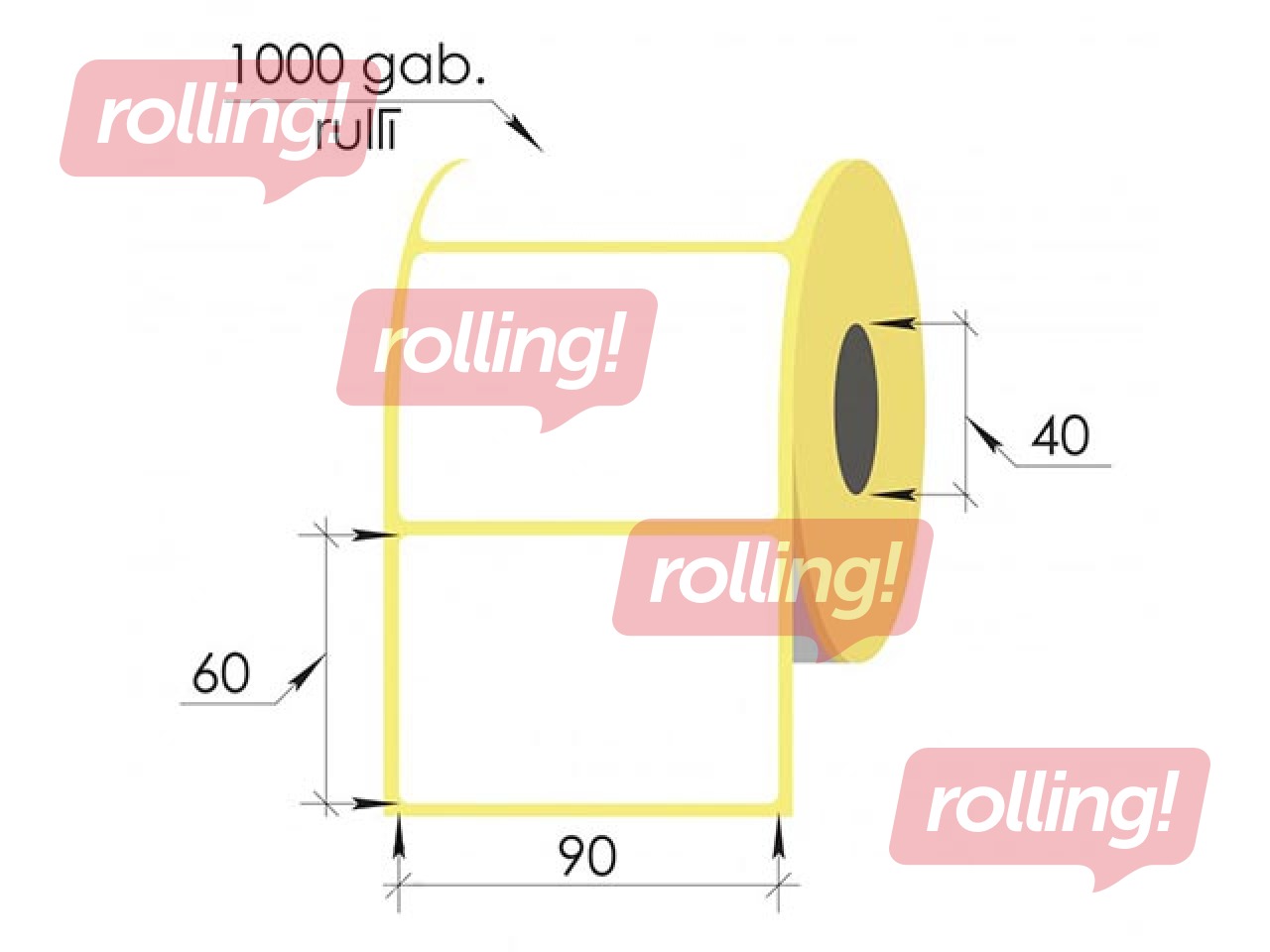 Termouzlīmes rullī, 90x60 mm, TermoTop, 1000 gab