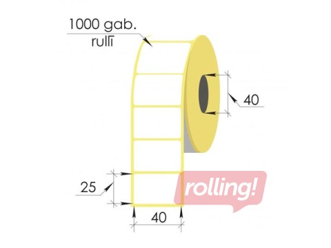 Uzlīmes rullī Vellum, 40x25mm, 1000 gab.