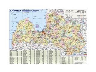 Latvijas administratīvā un fizioģeogrāfiskā karte A3 formātā