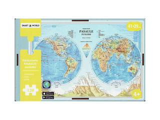 Puzle, Fiziskā karte. Pasaules puslodes, koka, 41x29cm, 120 gab.