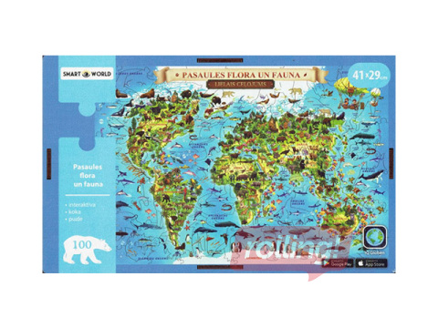 Puzle, Pasaules flora un fauna, koka, 41x29cm, 100 gab.